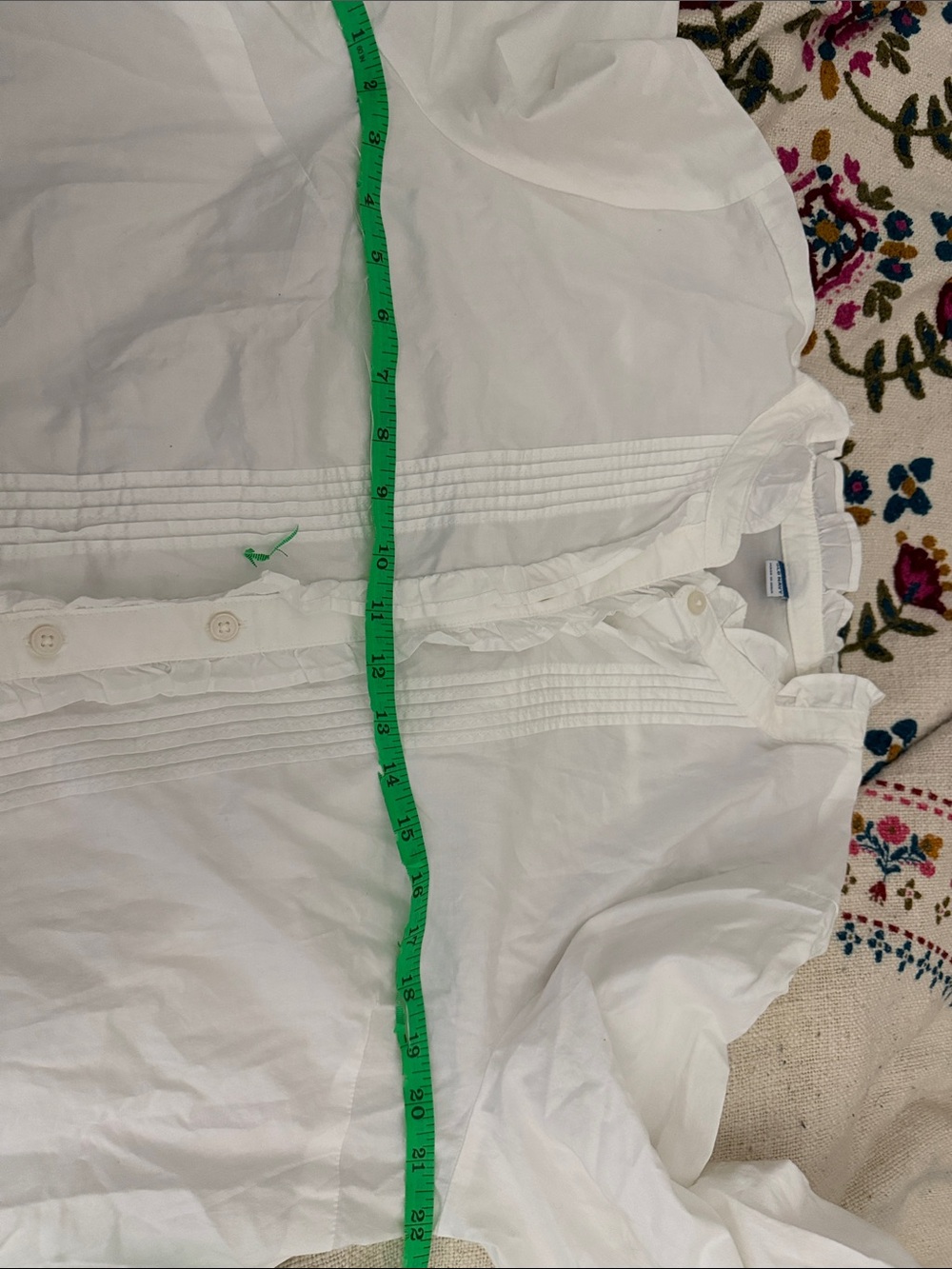 White Ruffle Front Button-Up Blouse - Picture 6 of 6